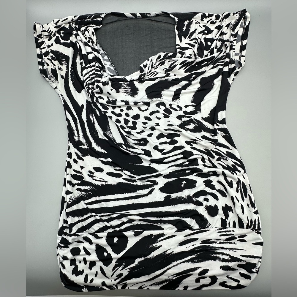 Dots Womans Shirt Zebra Print, Partially Sheer Back